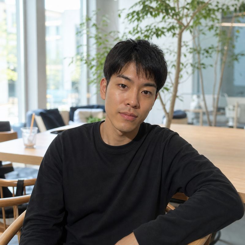 出力例: カフェでの他撮り風